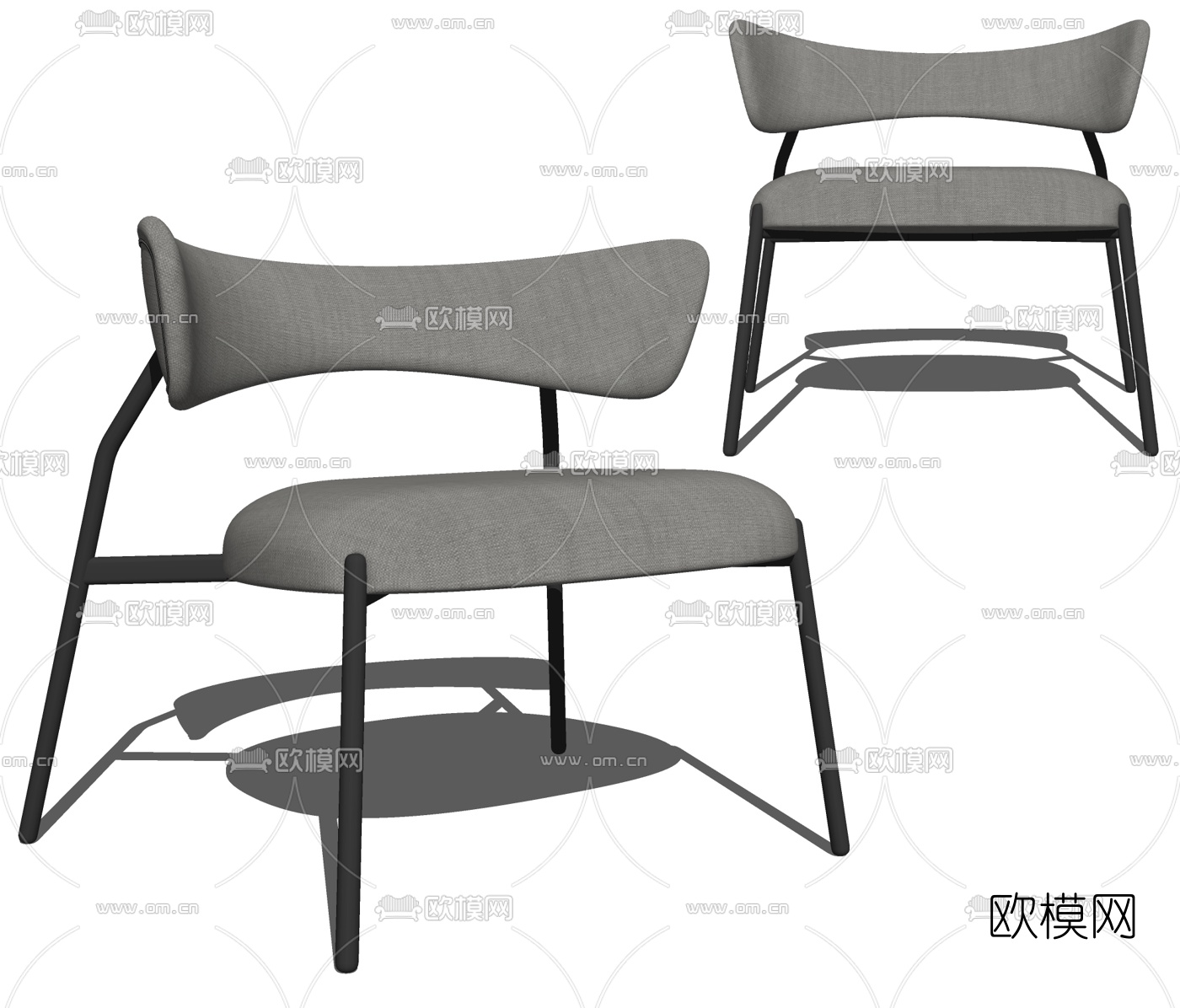 现代布艺休闲椅su模型下载（渲染图2）