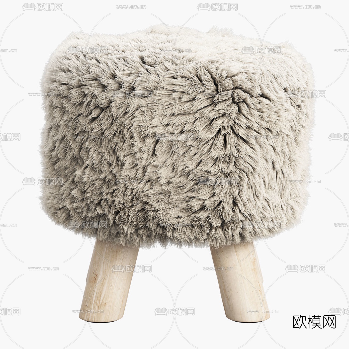 现代毛绒绳编矮凳圆凳3d模型