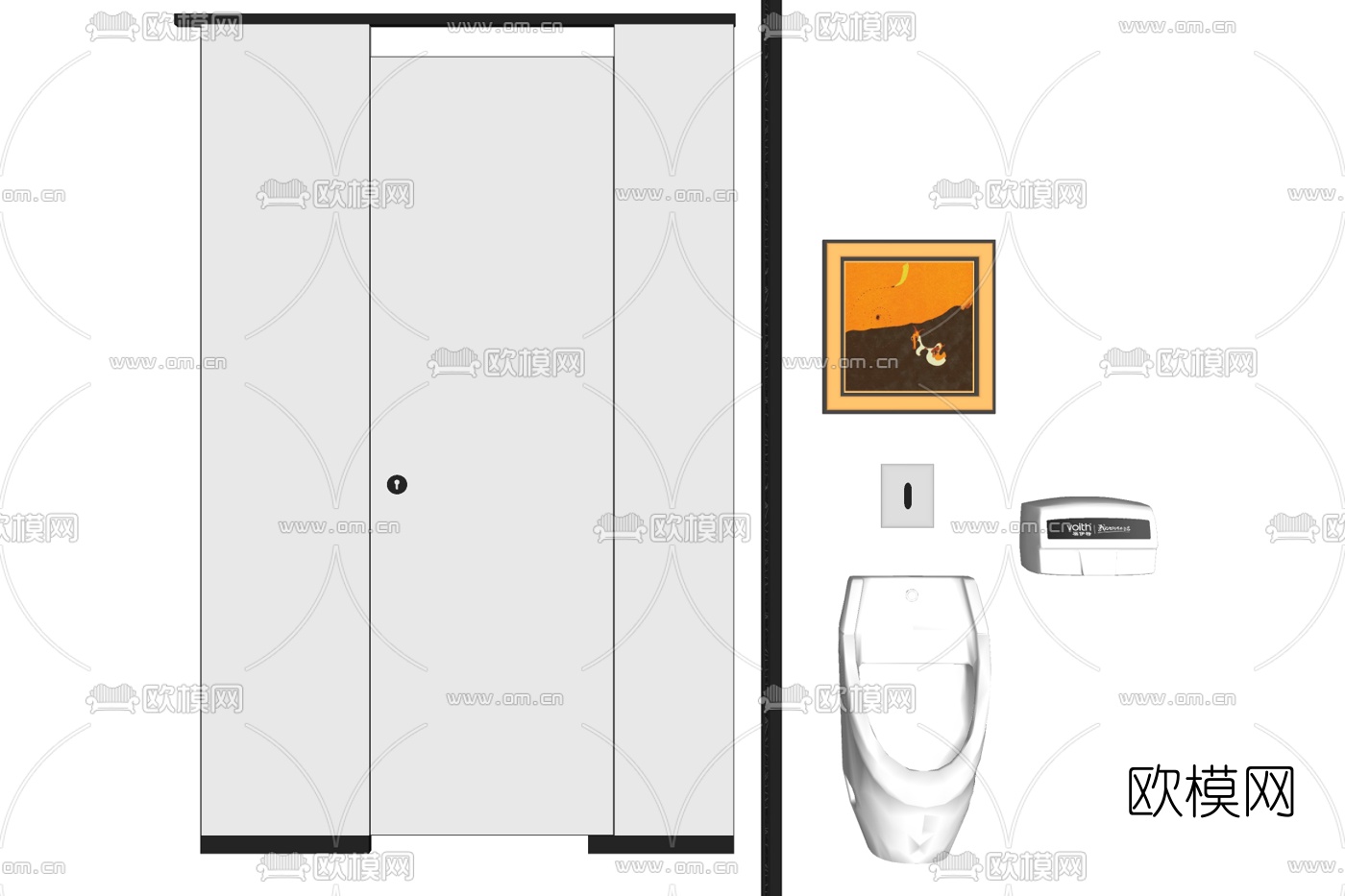 现代小便器su模型下载