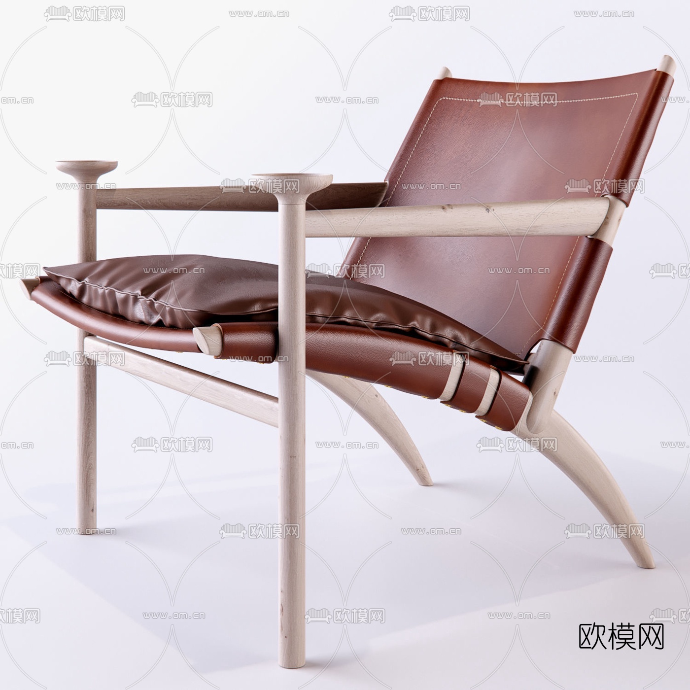 北欧皮革休闲椅边几3d模型