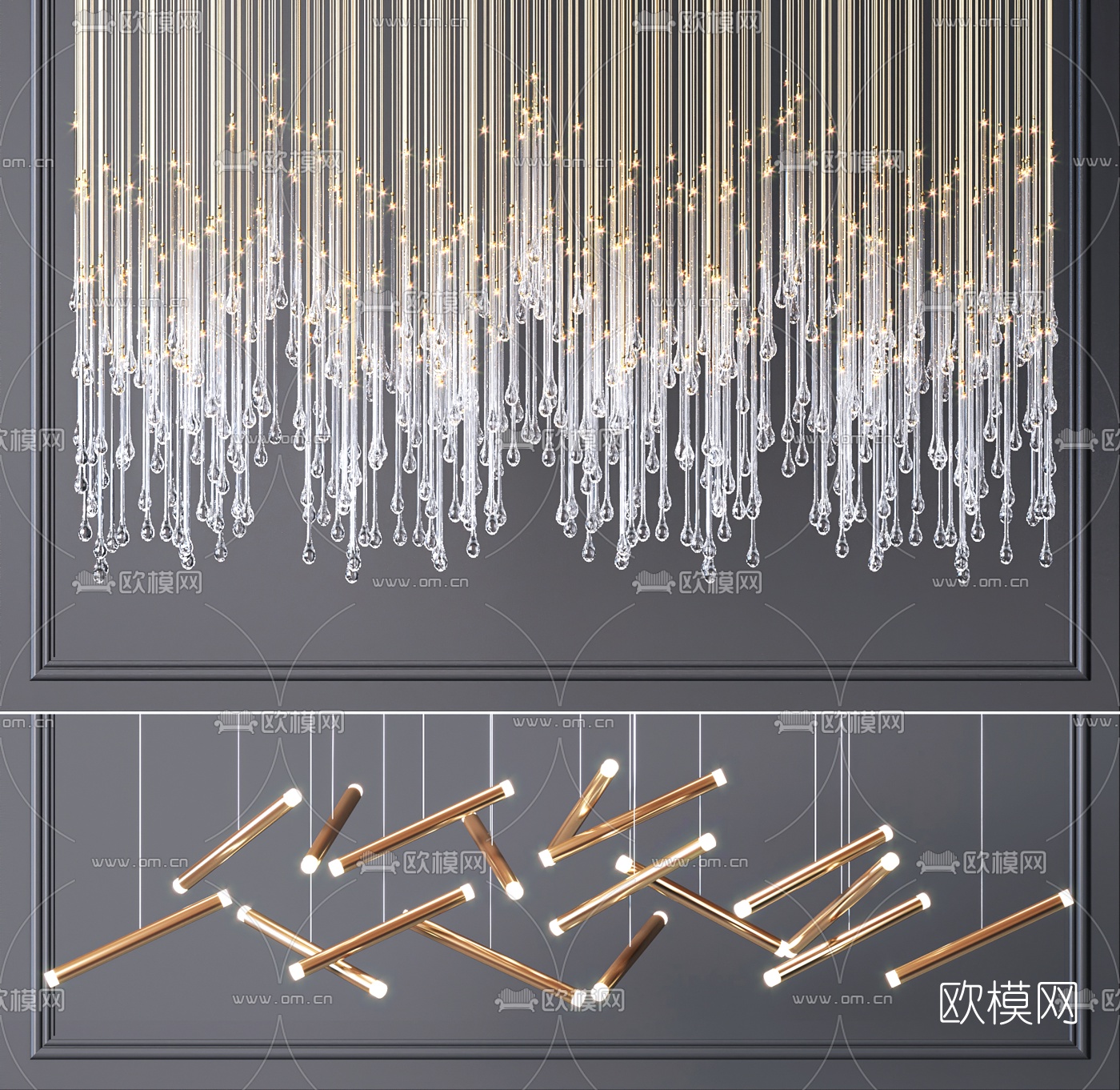 现代金属水晶装饰吊灯3d模型