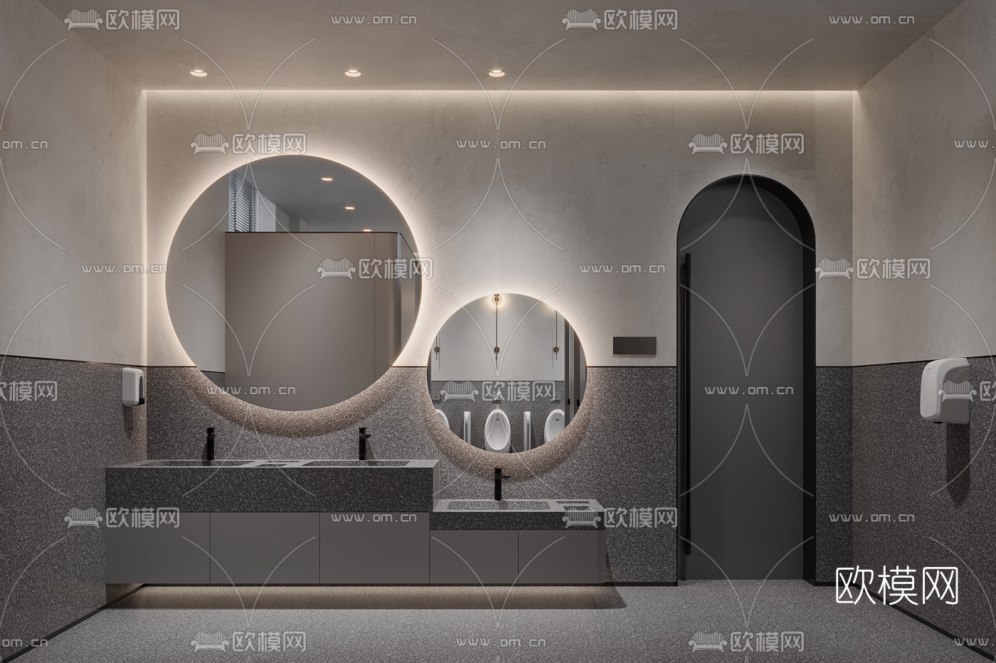现代公共卫生间3d模型下载（渲染图2）