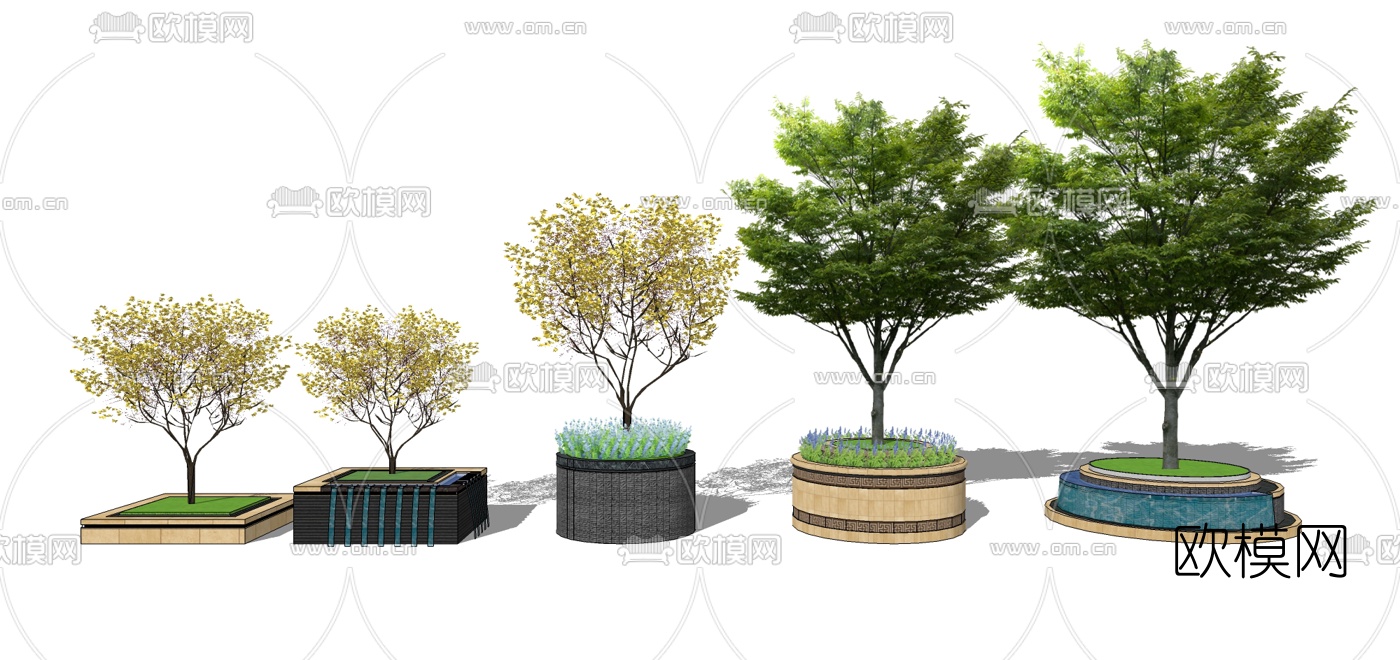新中式树池su模型下载