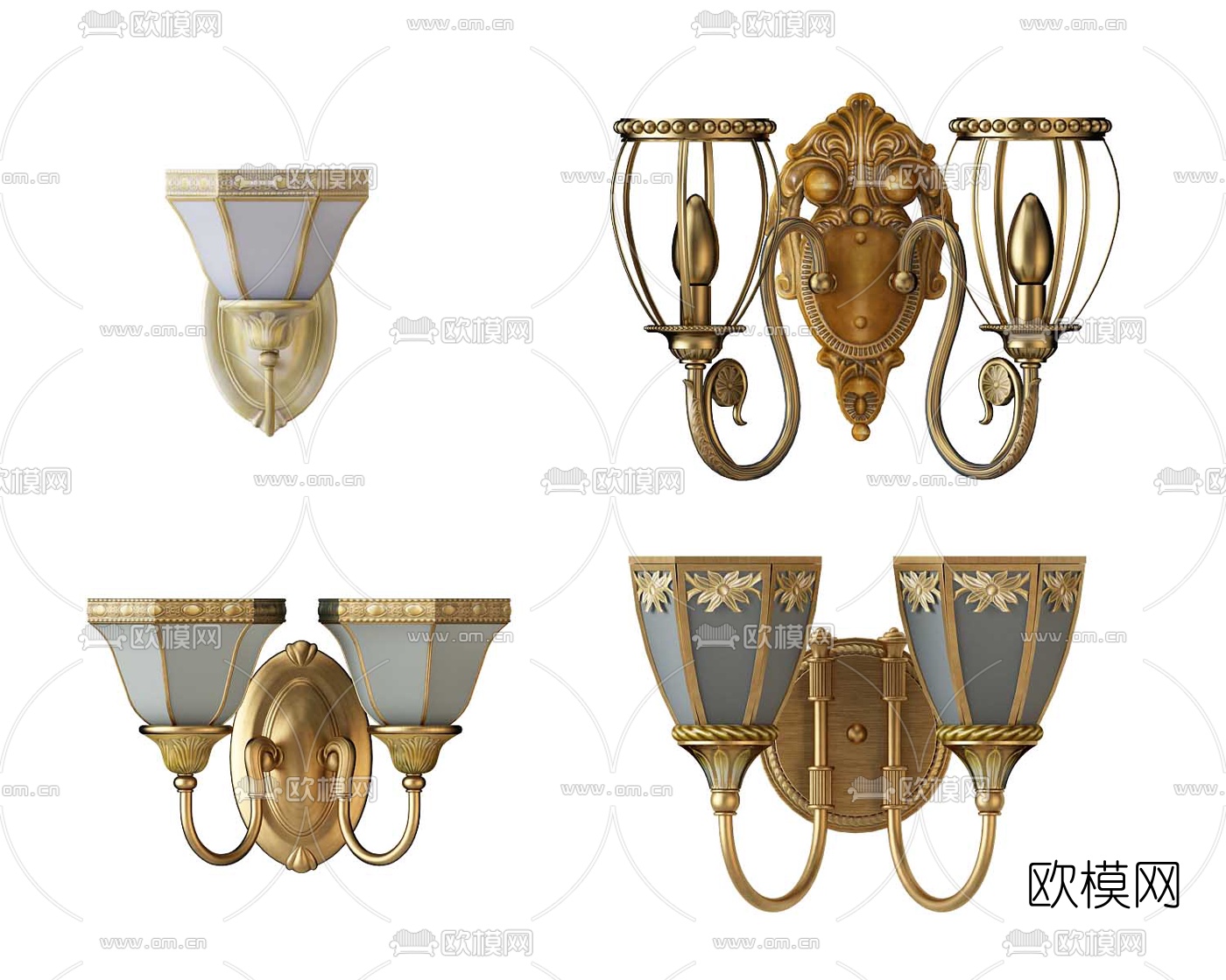 欧式金属壁灯3d模型下载