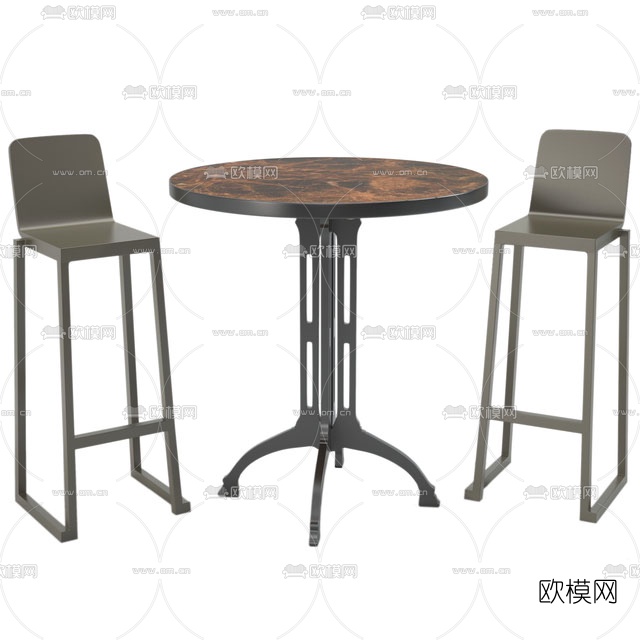 现代铁艺休闲桌椅免费3d模型下载