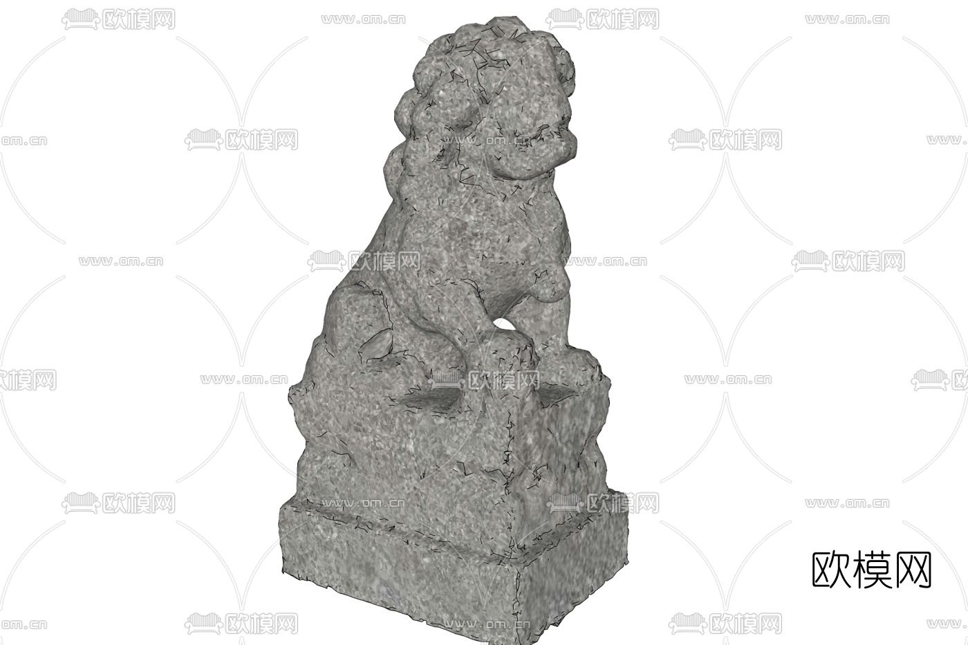 中式石狮子免费su模型下载