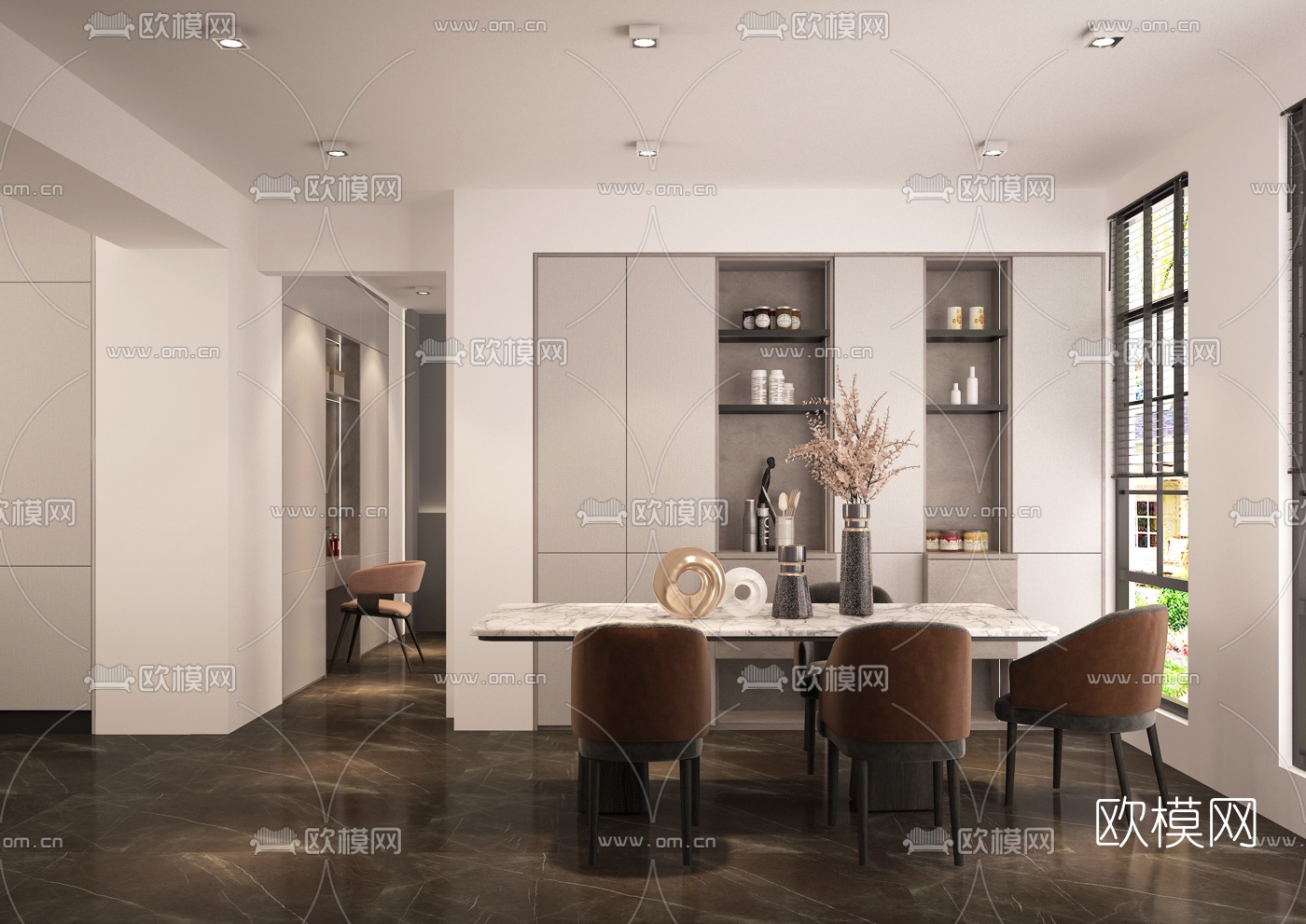 现代客厅餐厅厨房3d模型