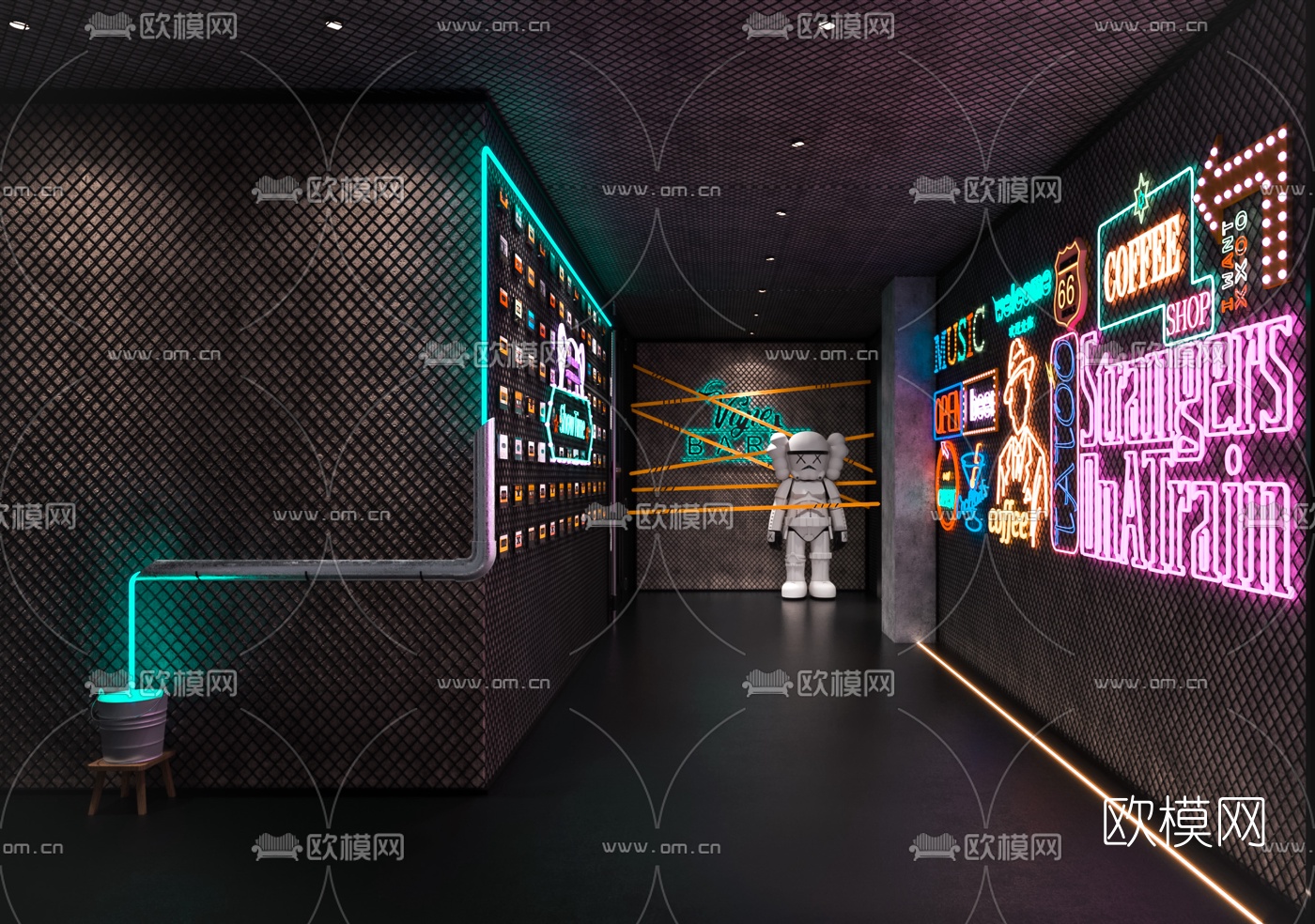 工业风过道3d模型下载