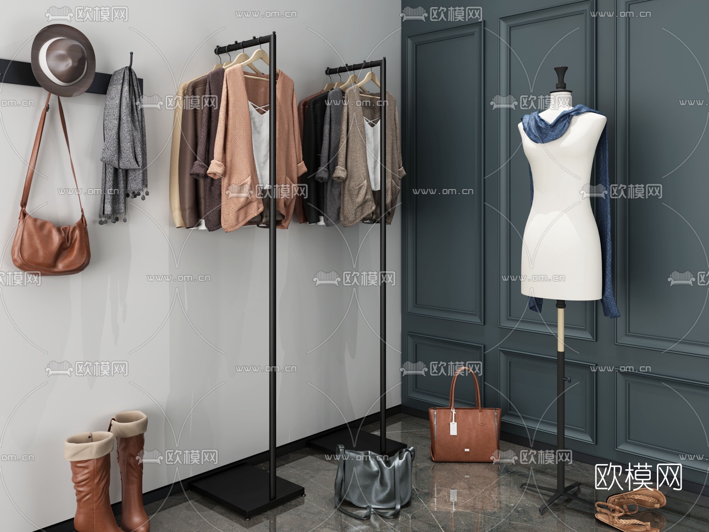 现代衣架服饰鞋包3d模型下载