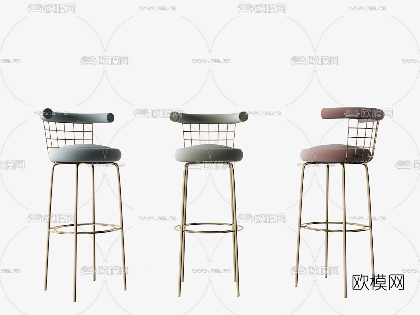 现代吧椅组合3d模型下载（渲染图3）