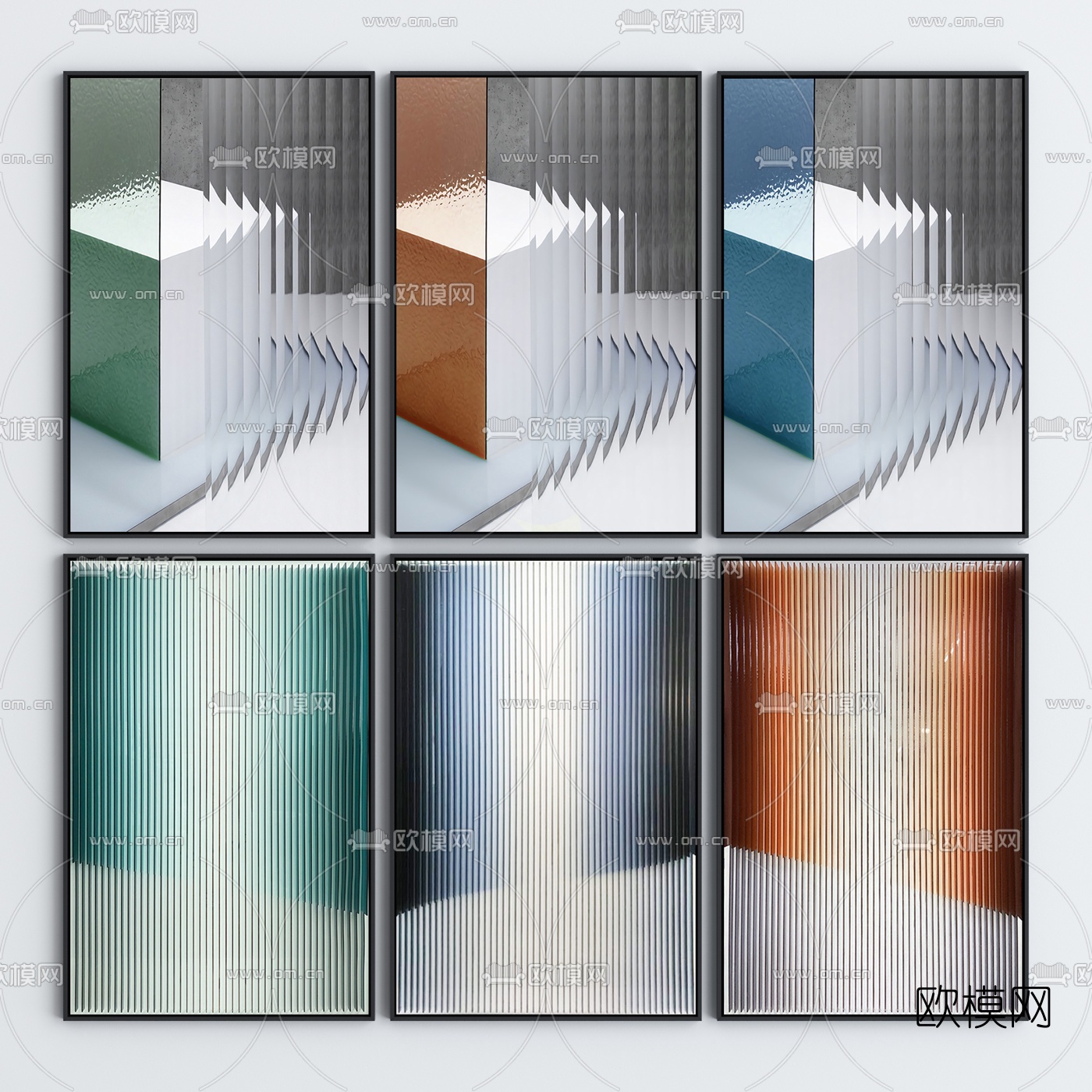 现代简约轻奢装饰画组合3d模型下载