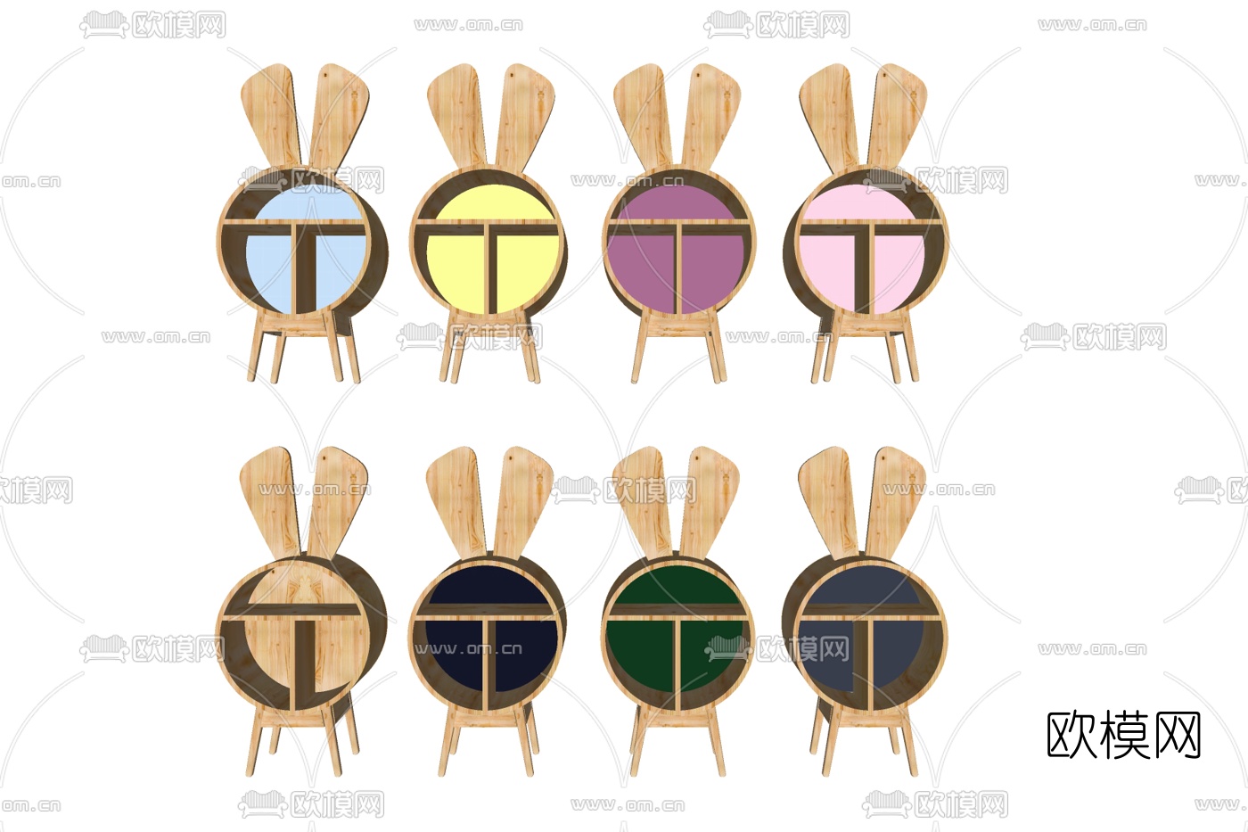 北欧原木儿童柜su模型下载