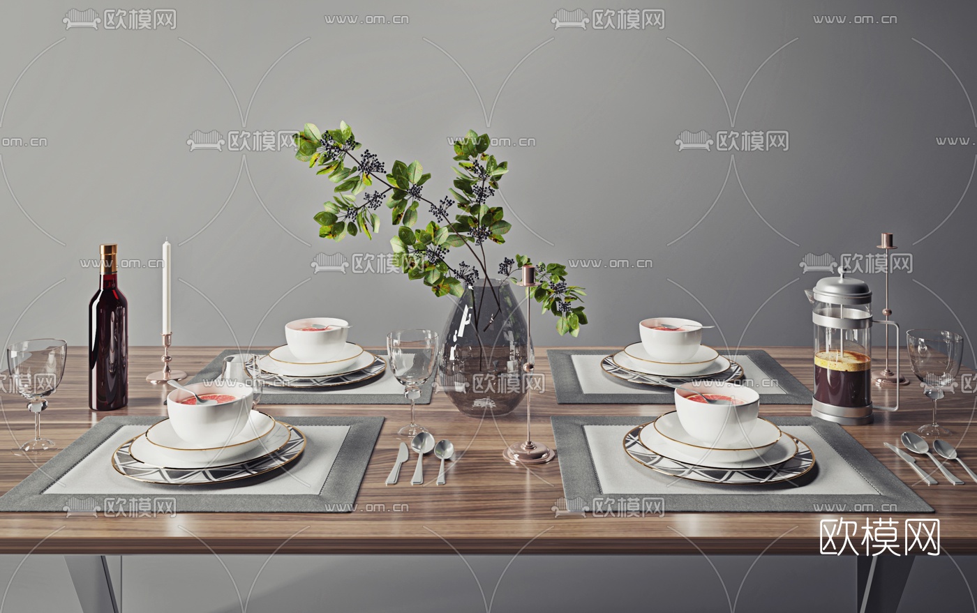 现代西餐餐具3d模型