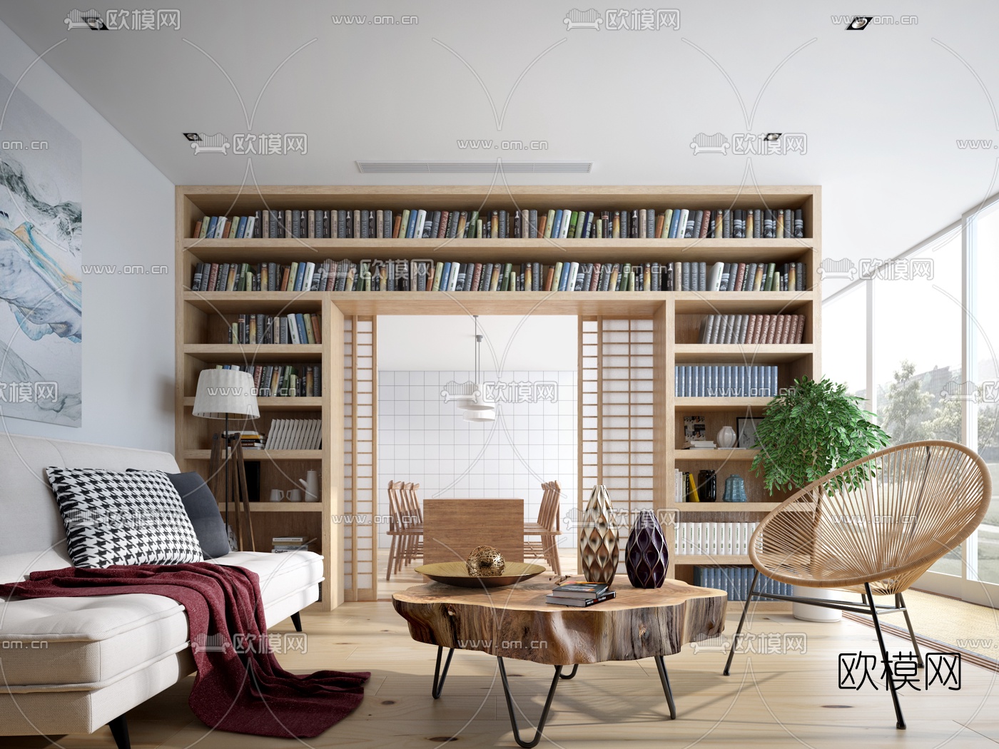 北欧简约客厅3d模型下载