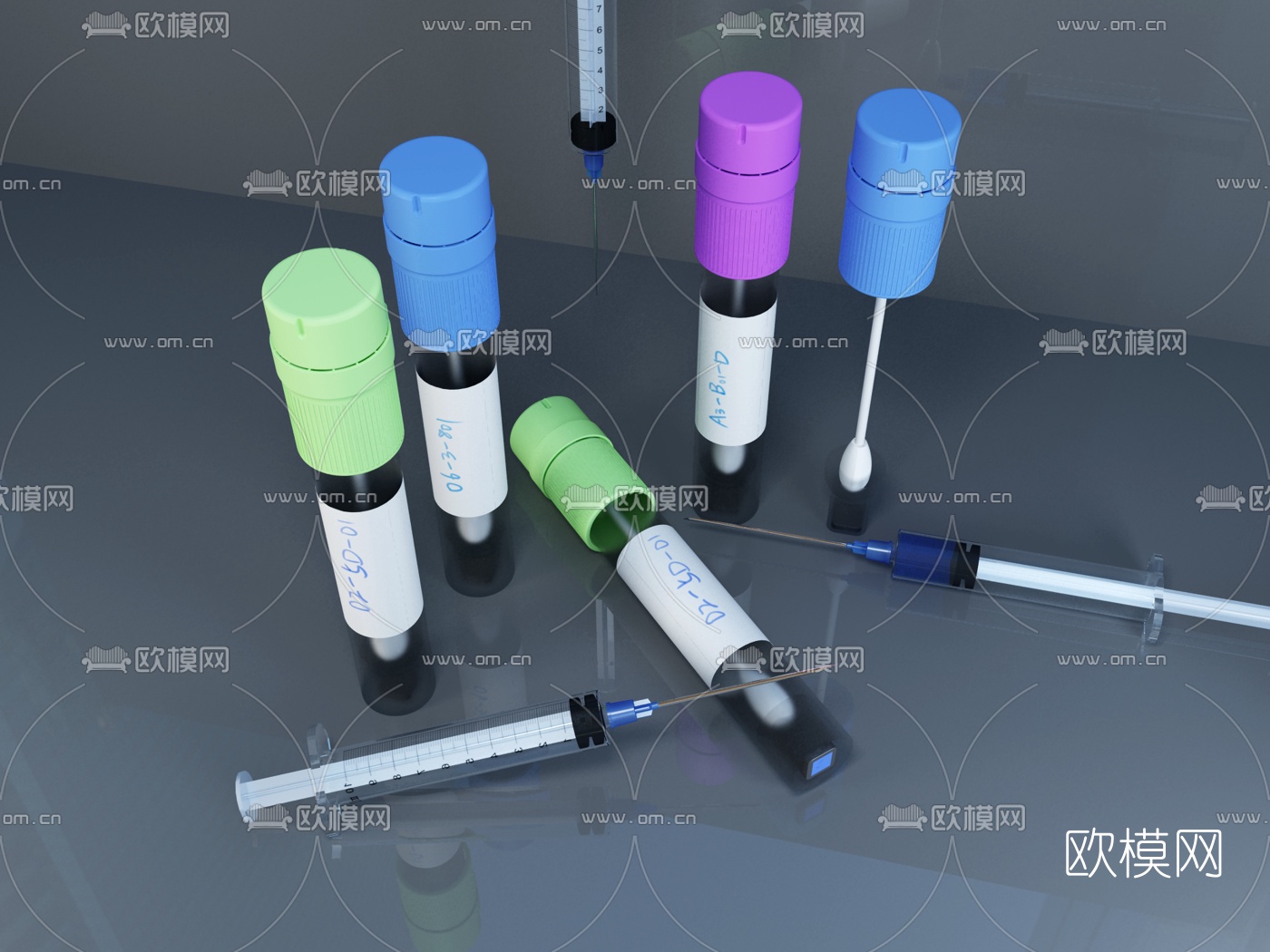 现代医用注射器3d模型下载（渲染图1）