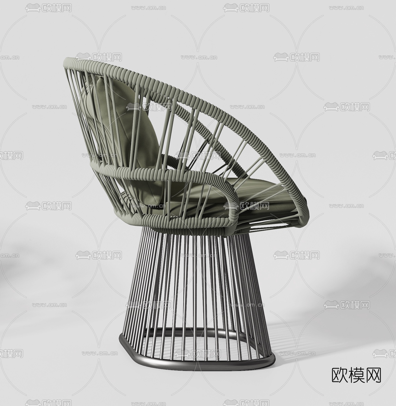 现代藤编休闲户外椅3d模型下载（渲染图5）