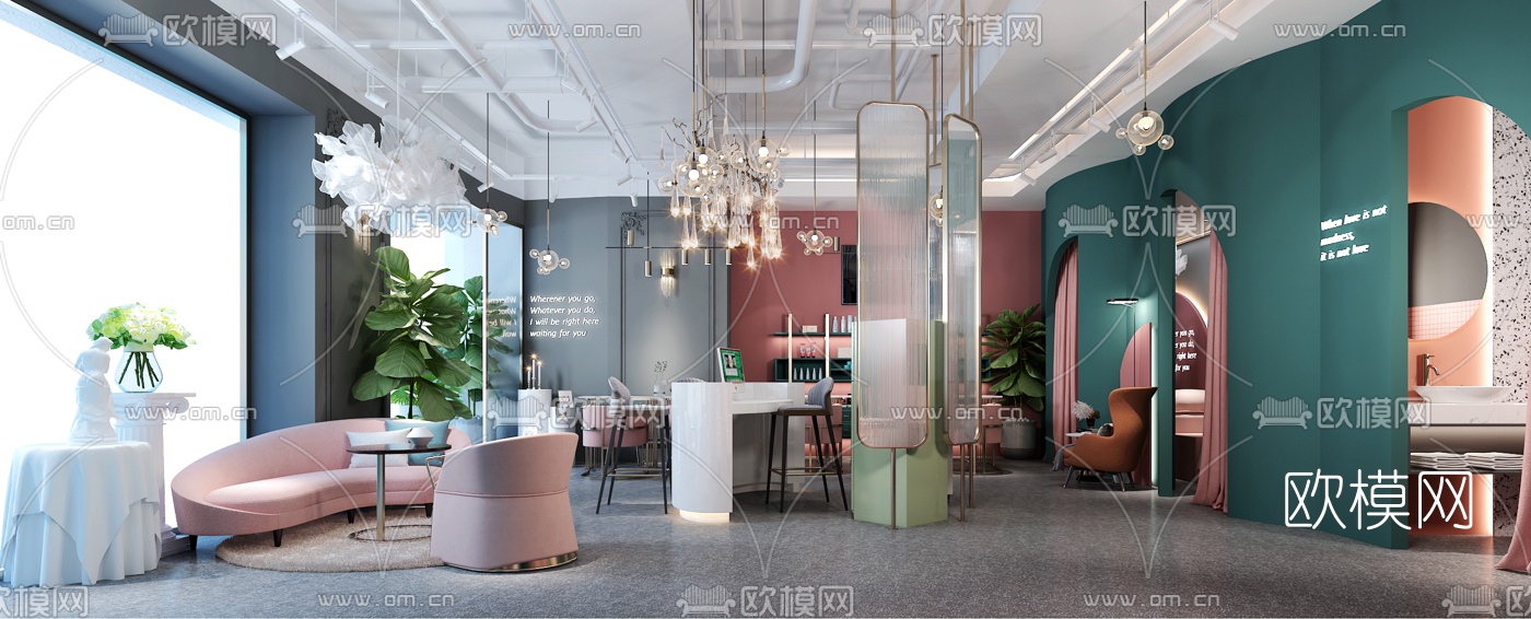 北欧美甲店美容院3d模型