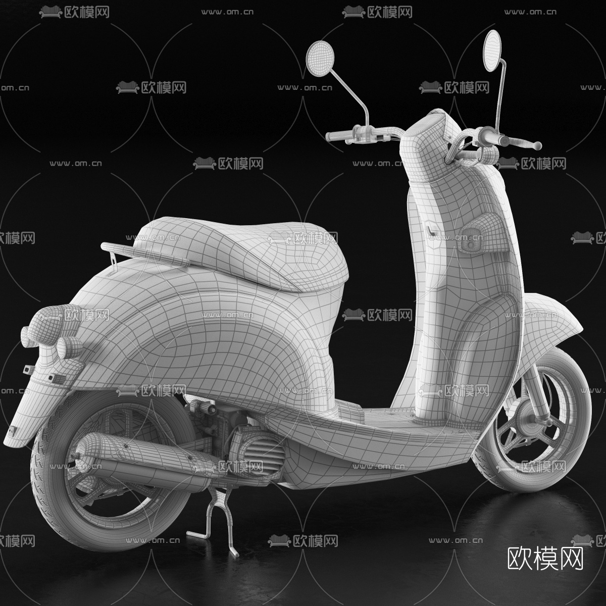 现代踏板车摩托车3d模型下载（渲染图5）