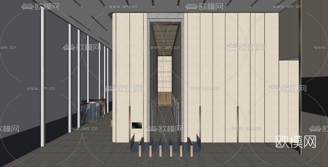 现代办公大堂su模型下载（渲染图3）