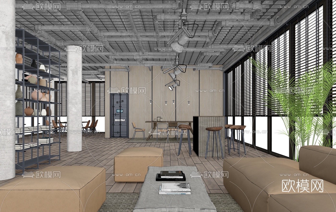 工业风办公室休闲区ssu模型下载（渲染图3）