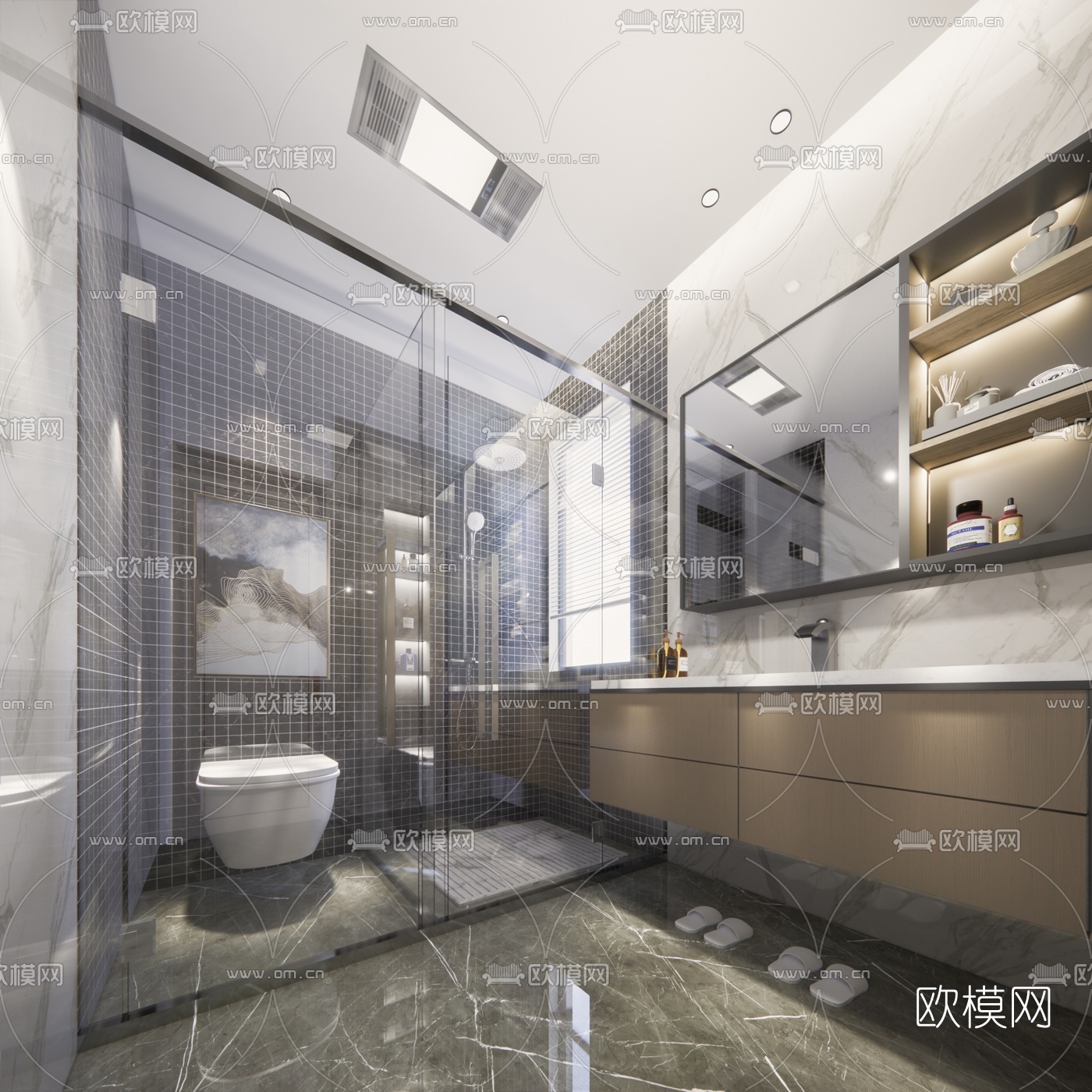 现代轻奢浴室卫生间su模型