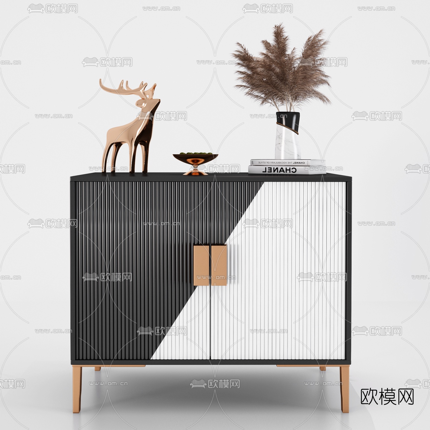 现代方形床头柜3d模型