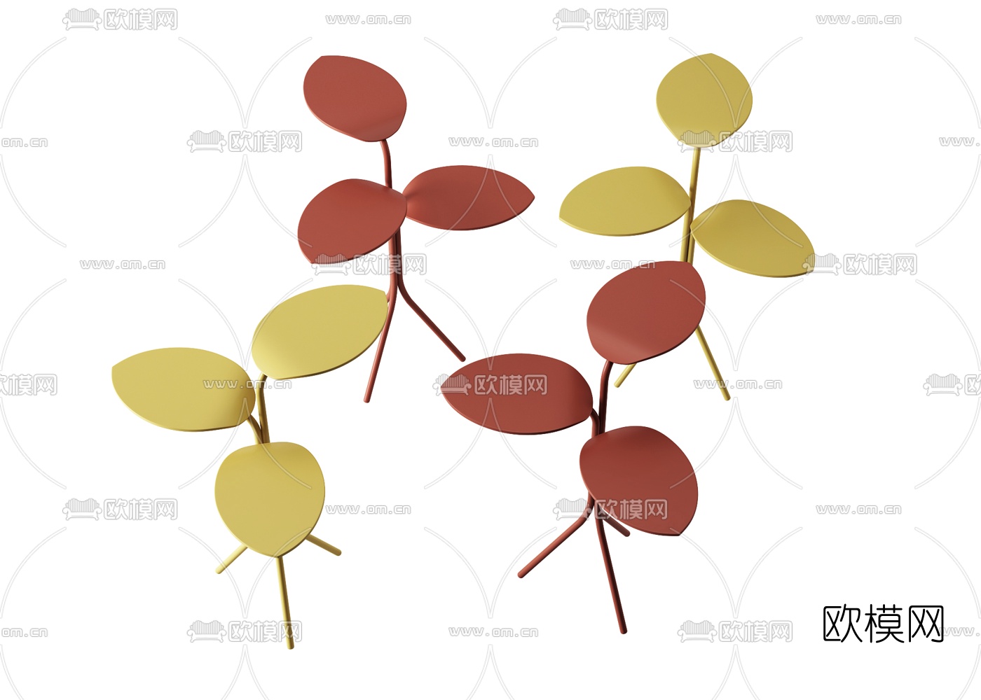 现代角几边几3d模型下载