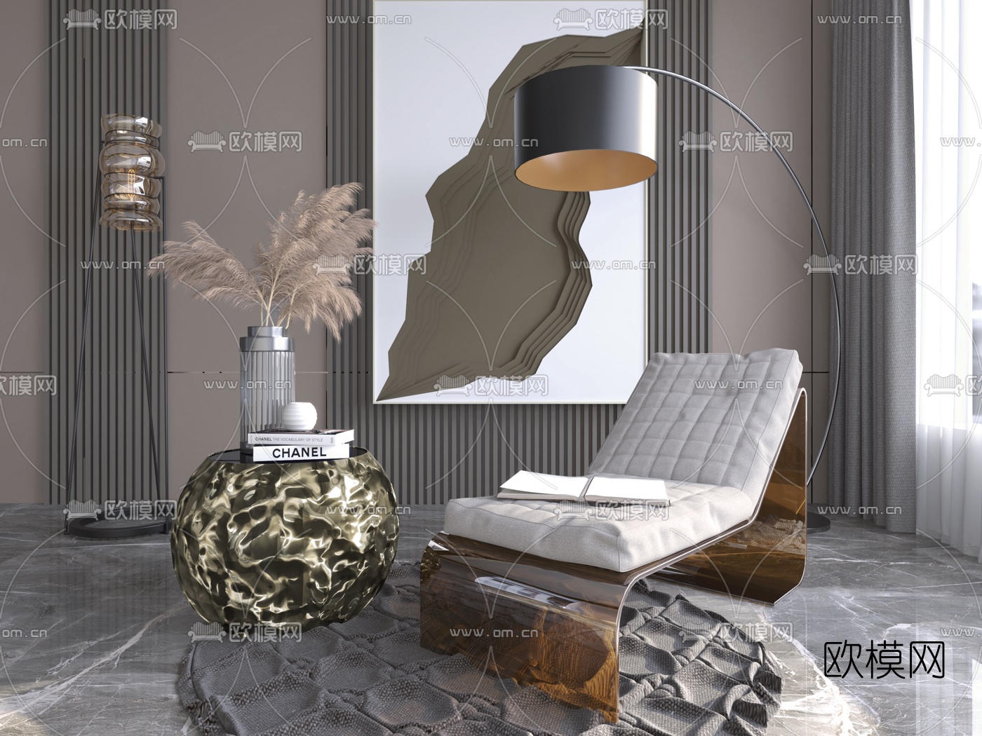 现代皮革躺椅3d模型