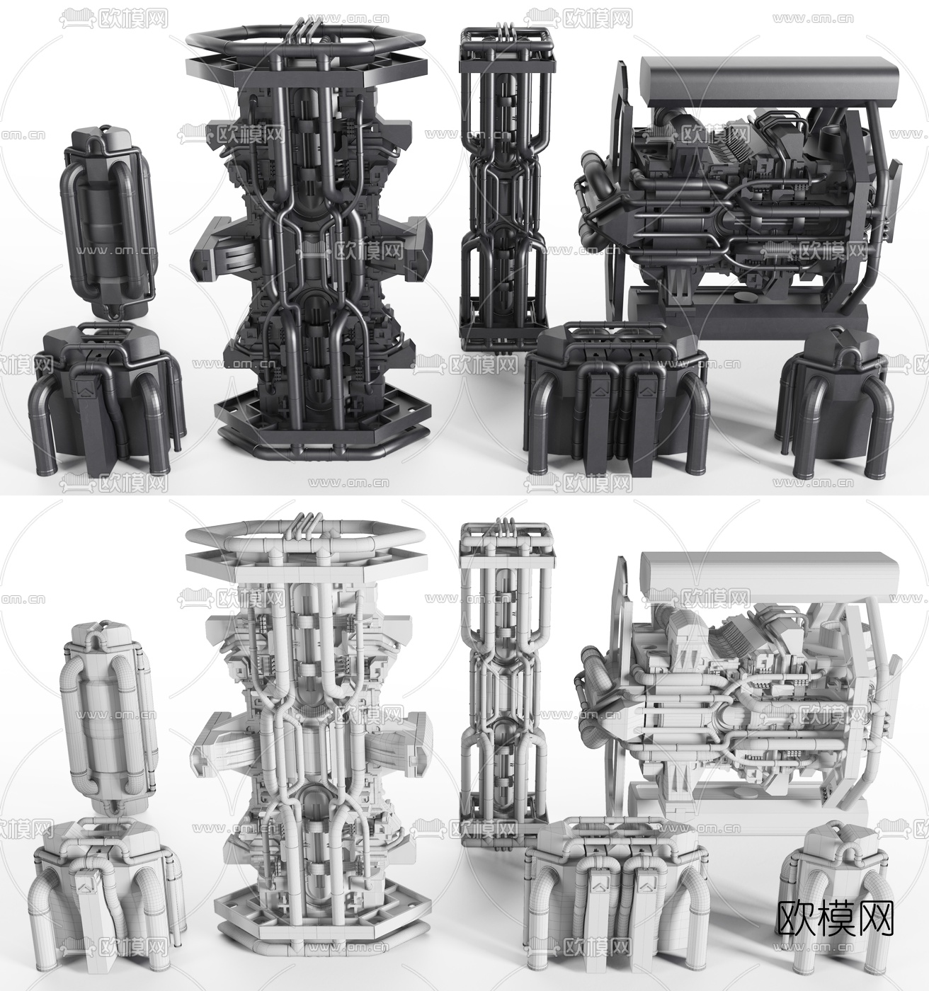 工业风工业零件组合3d模型