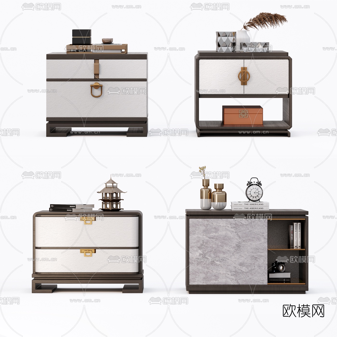 新中式床头柜3d模型下载（渲染图1）