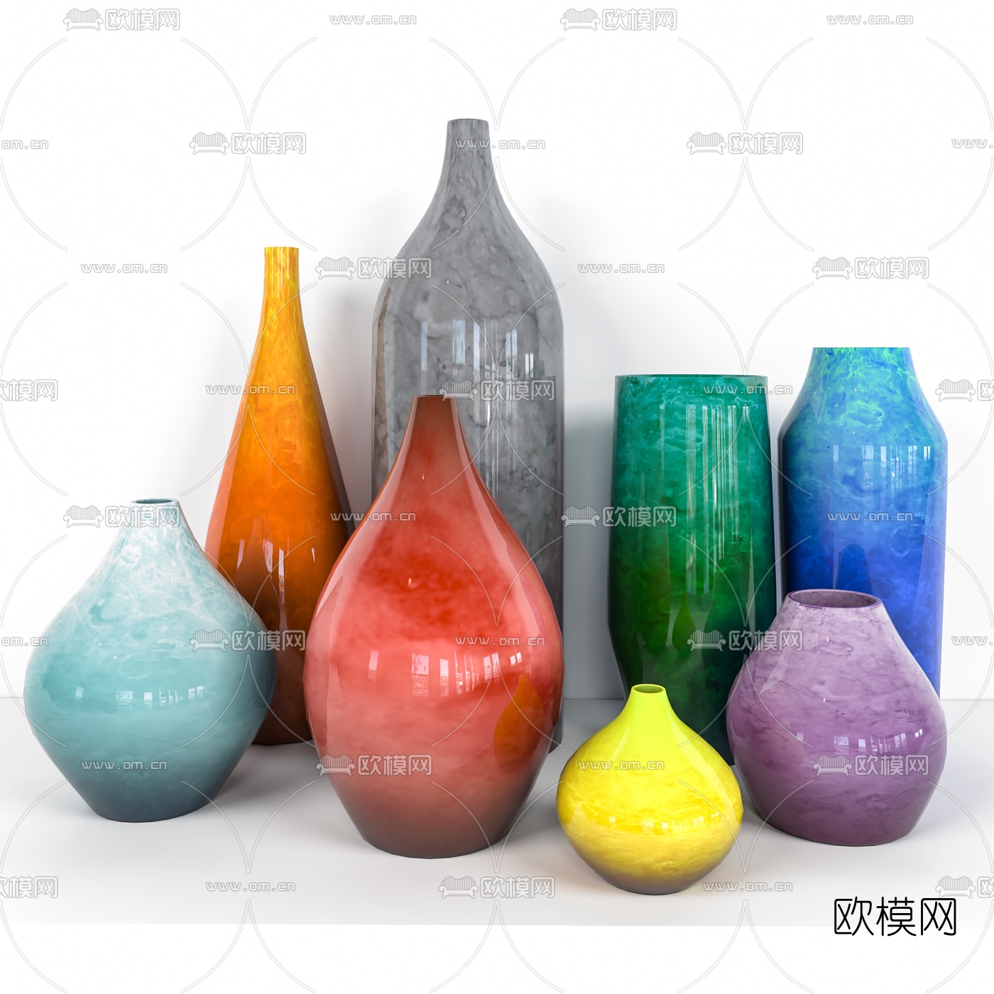 现代陶瓷花瓶器皿3d模型