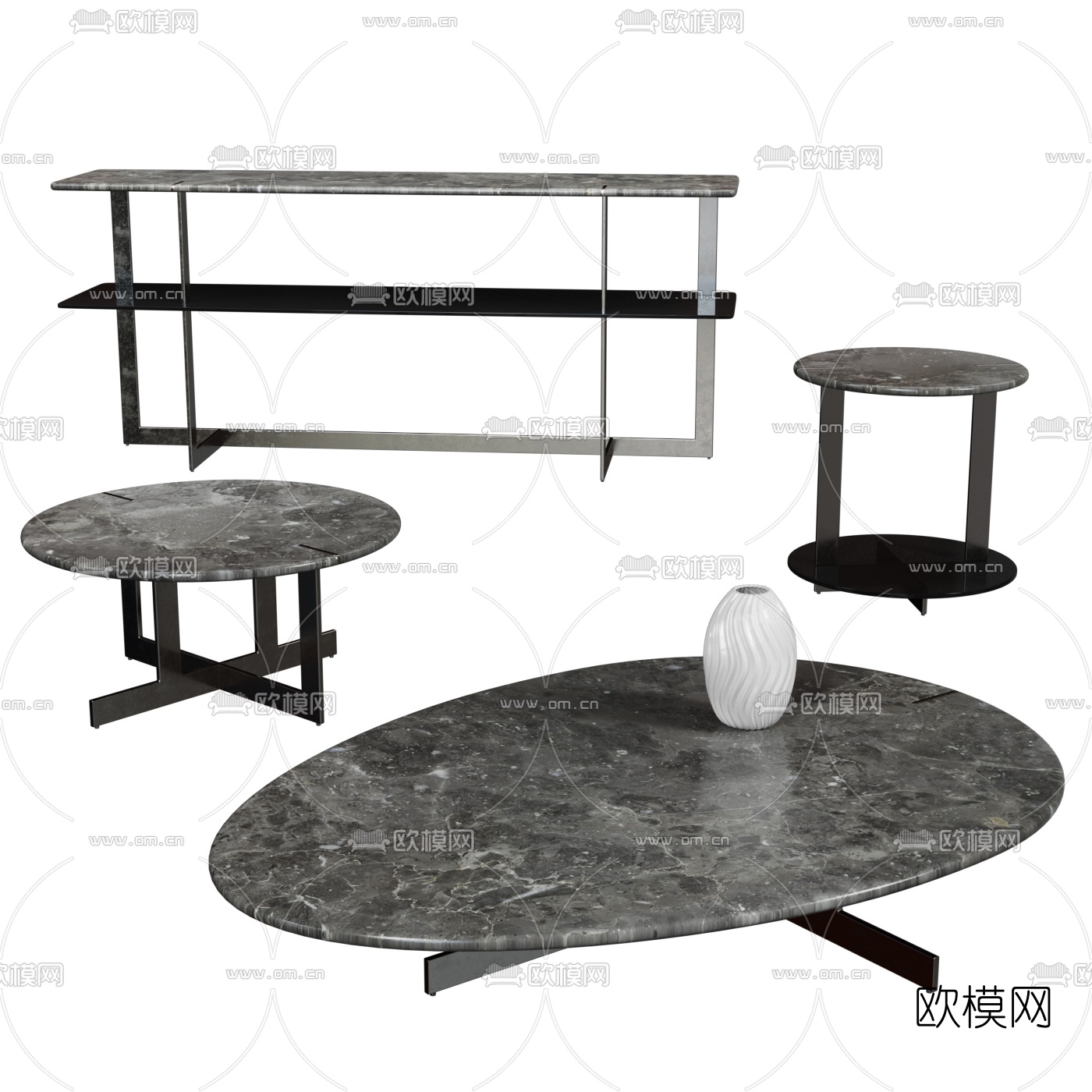 现代大理石茶几3d模型