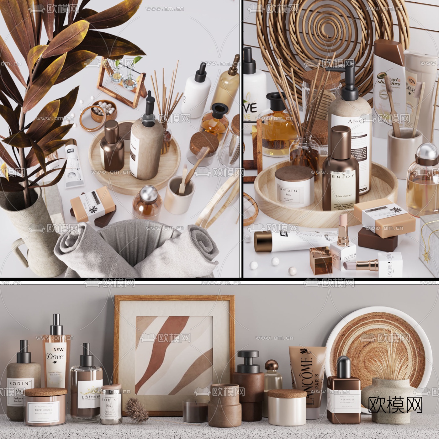 现代洗浴用品化妆品3d模型下载（渲染图3）
