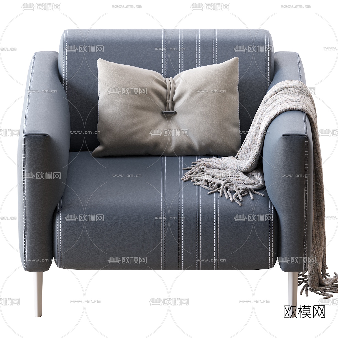 现代皮革单人沙发3d模型下载（渲染图2）