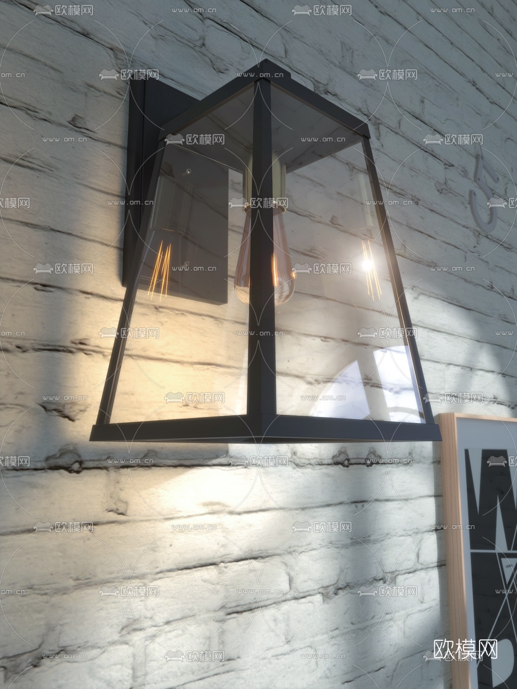 工业风铁艺壁灯3d模型下载（渲染图5）