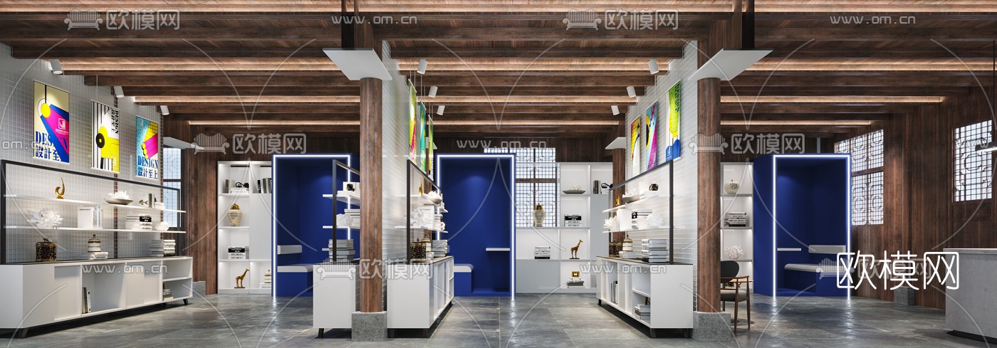 现代图书馆展厅3d模型
