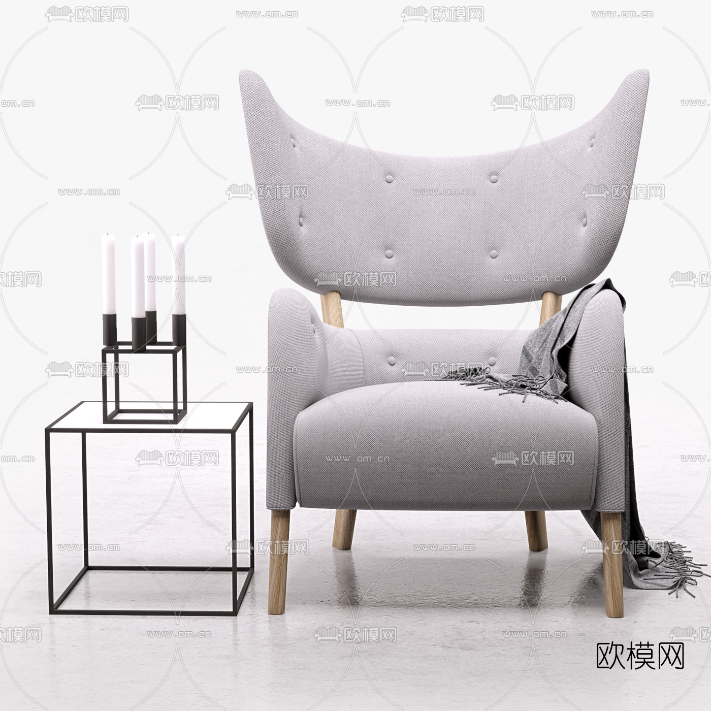 北欧布艺休闲沙发3d模型下载（渲染图3）