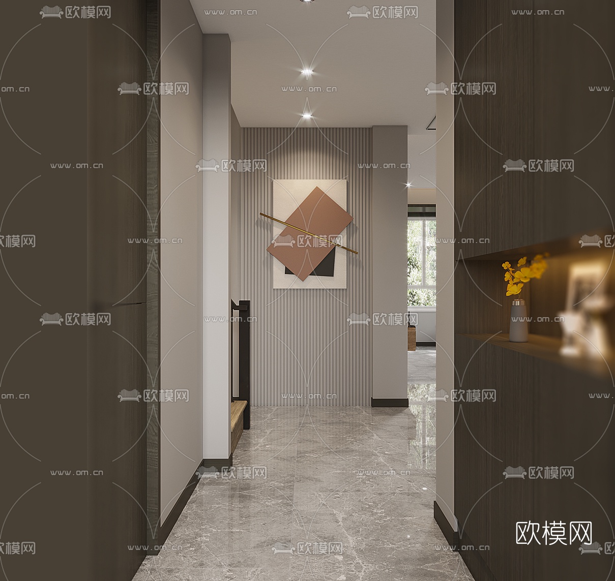 现代轻奢复式客厅餐厅3d模型下载（渲染图7）