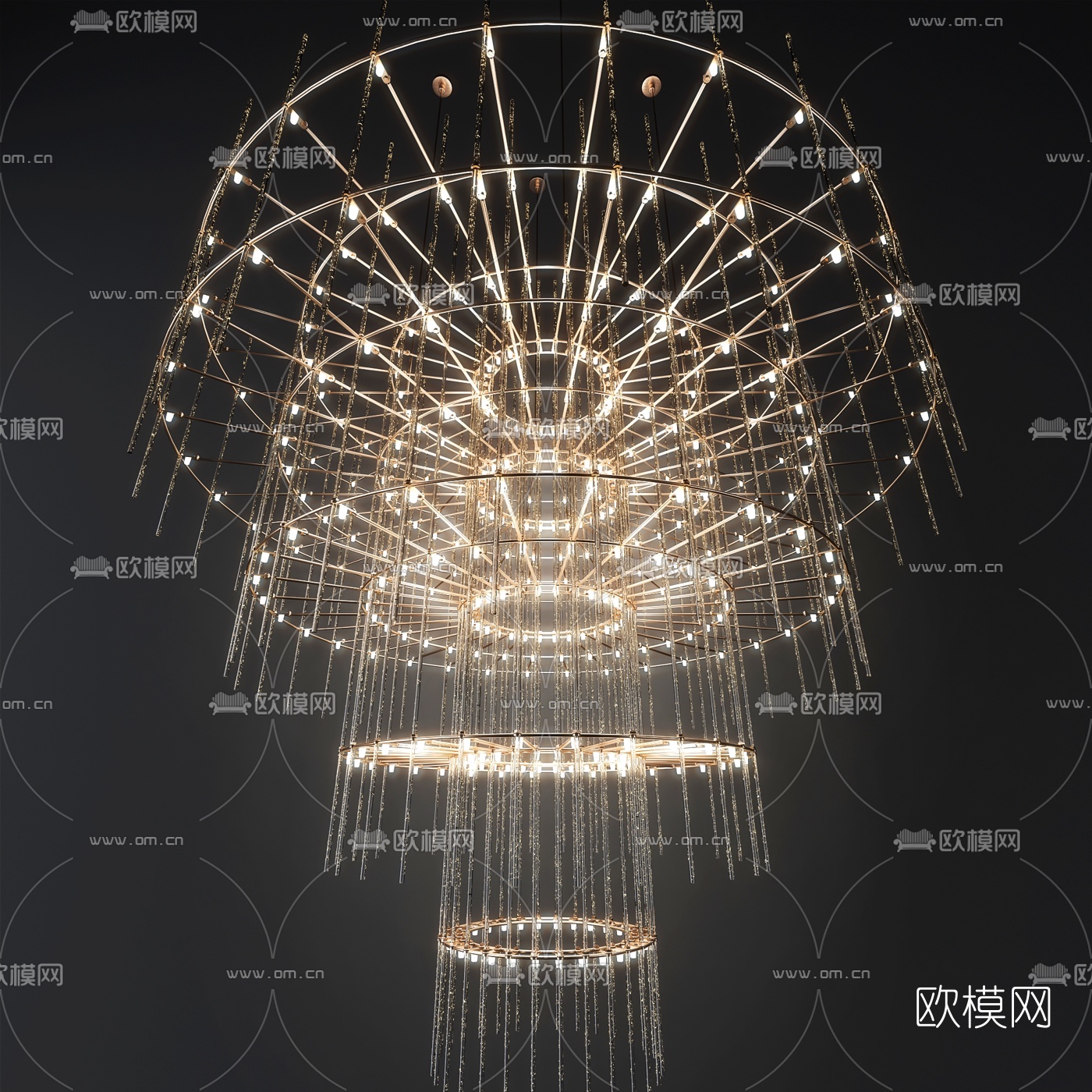 现代金属多层装饰吊灯3d模型-免费3dmax模型库-欧模网