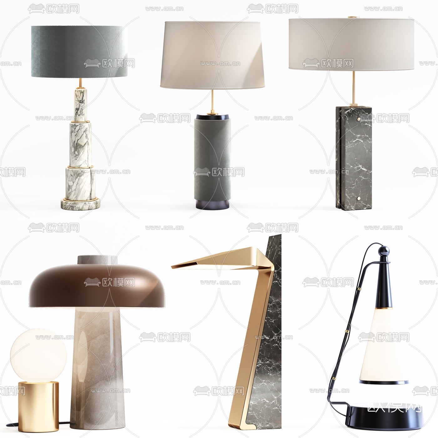 现代轻奢金属台灯3d模型下载