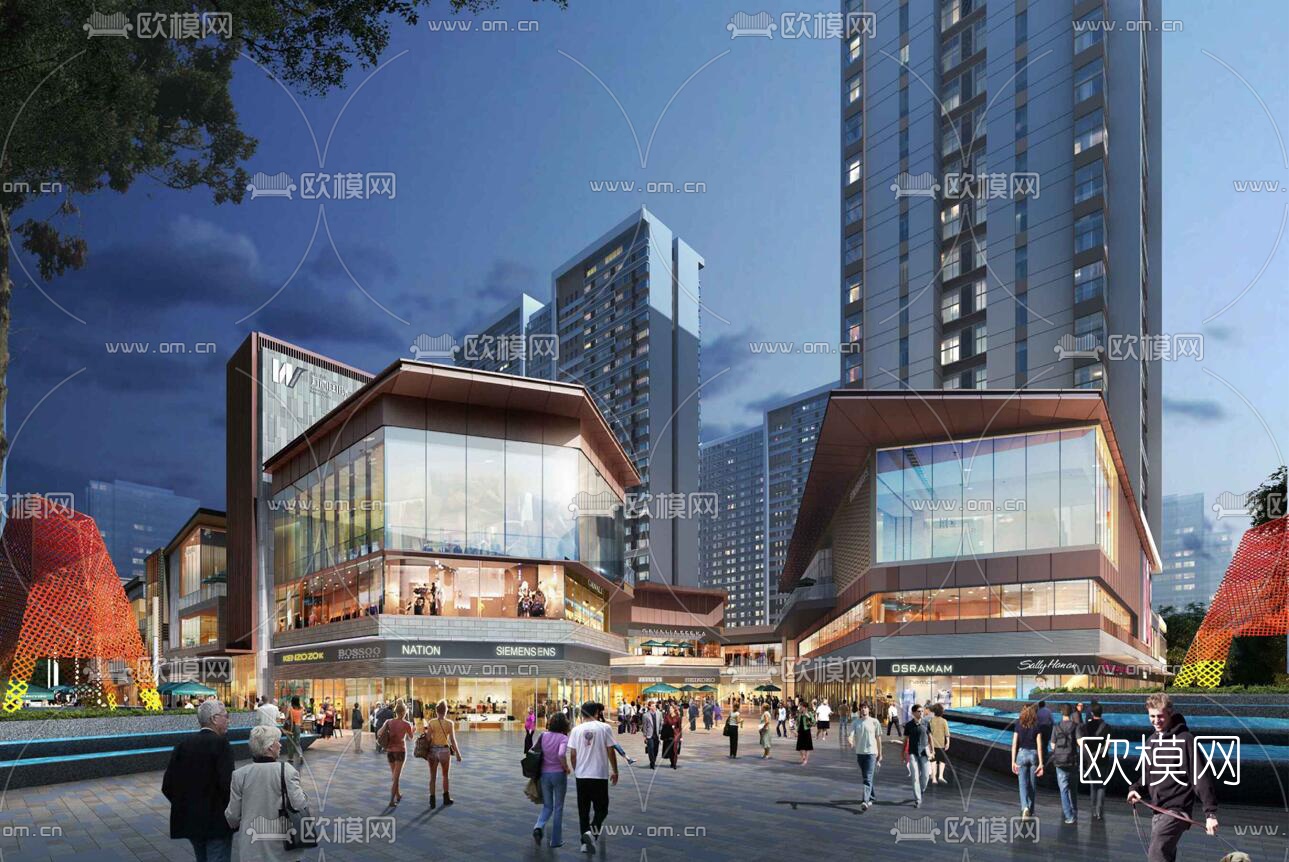 现代商业街su模型