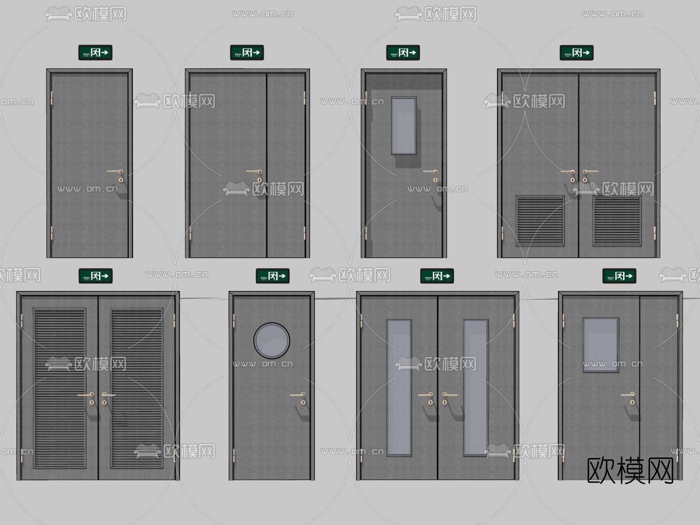 现代消防门防火门su模型下载