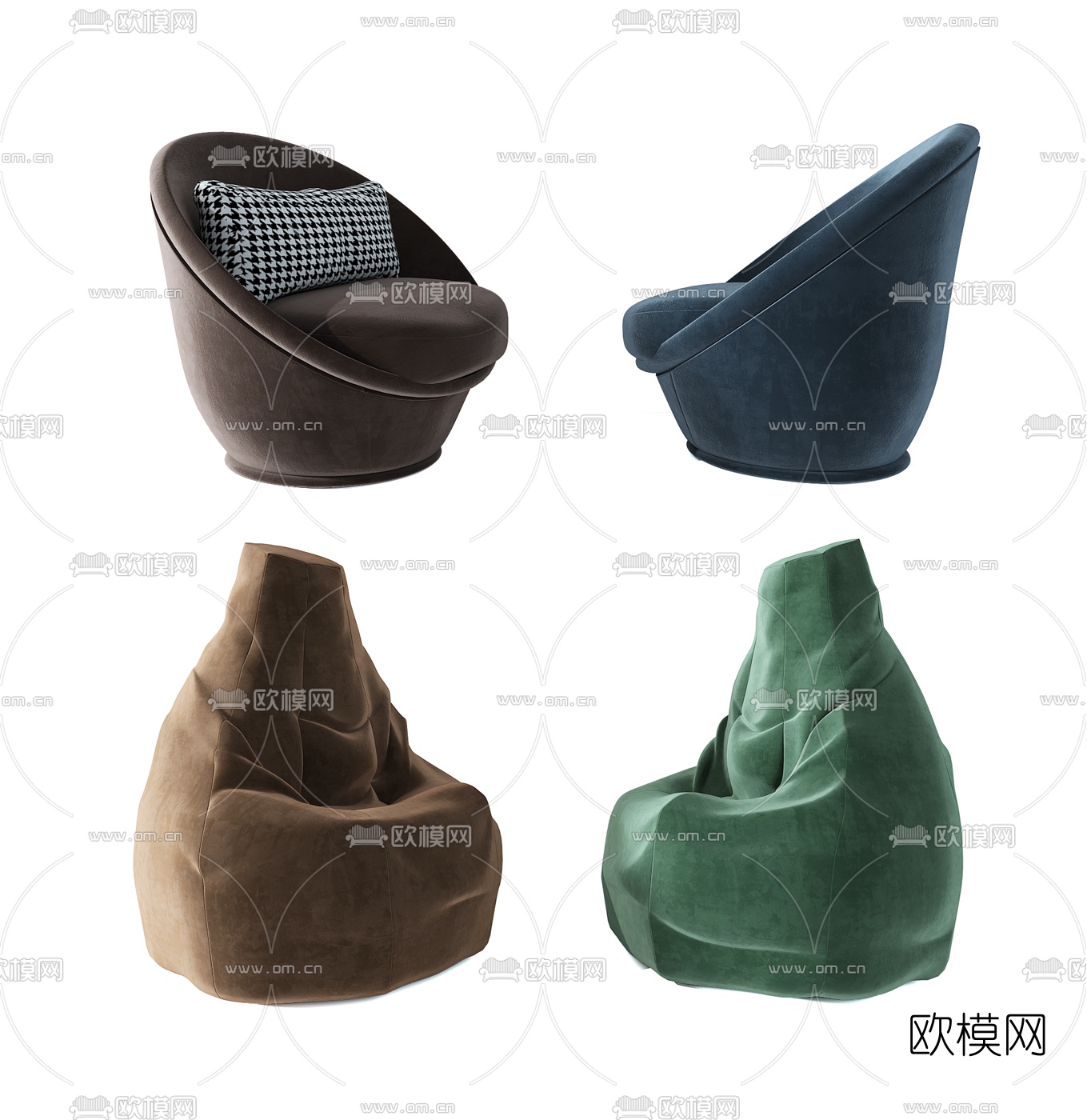 现代布艺懒人沙发3d模型