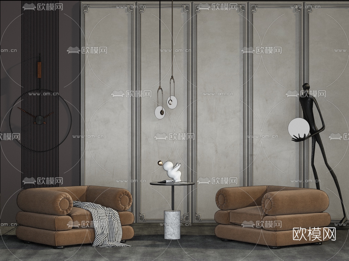 现代简约单人沙发su模型下载