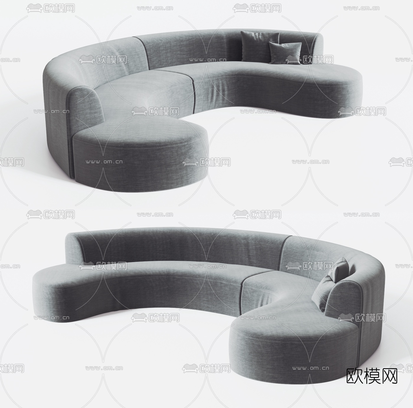 现代布艺弧形沙发3d模型