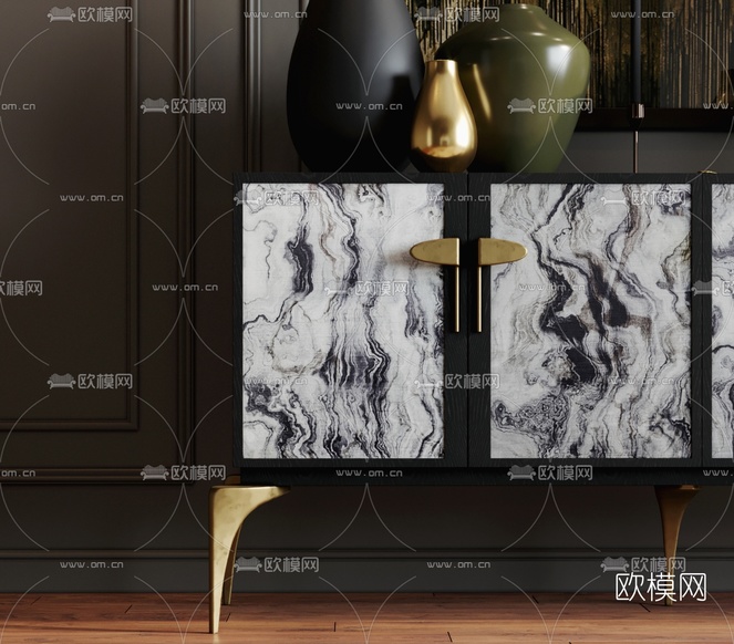 现代大理石端景柜3d模型下载(渲染图2)