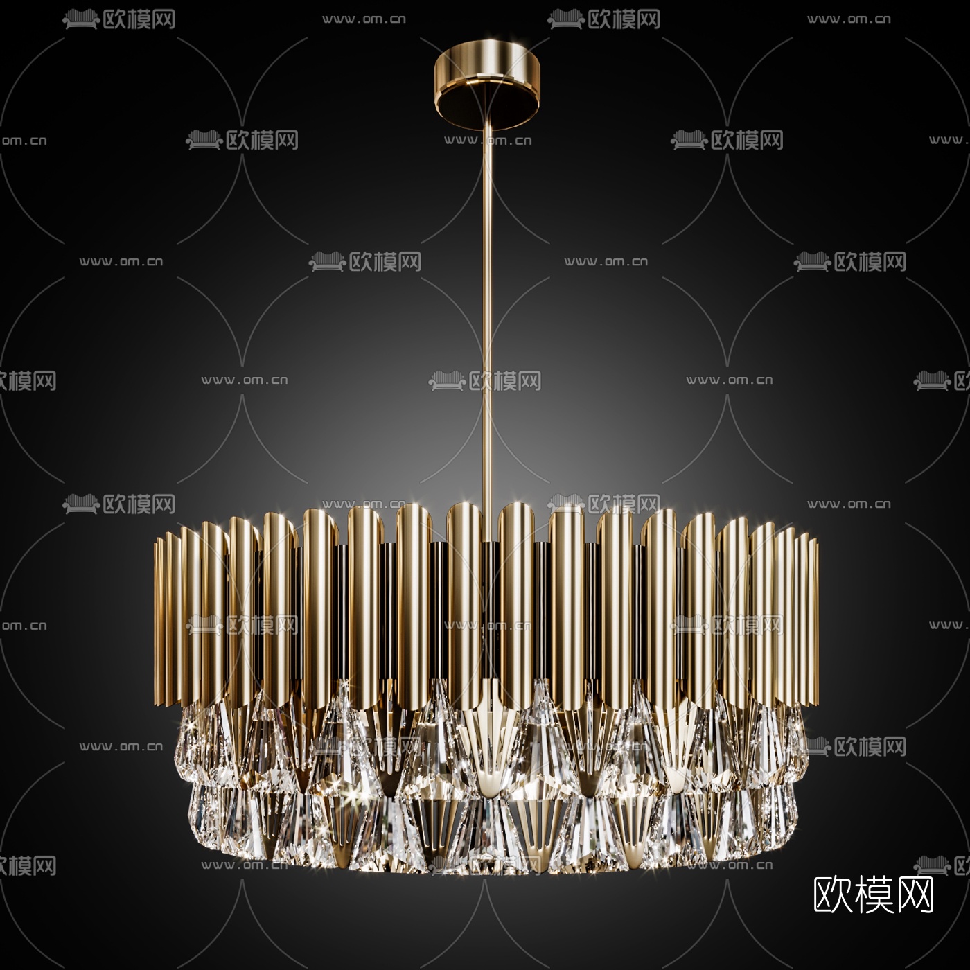 现代轻奢水晶吊灯3d模型下载（渲染图3）