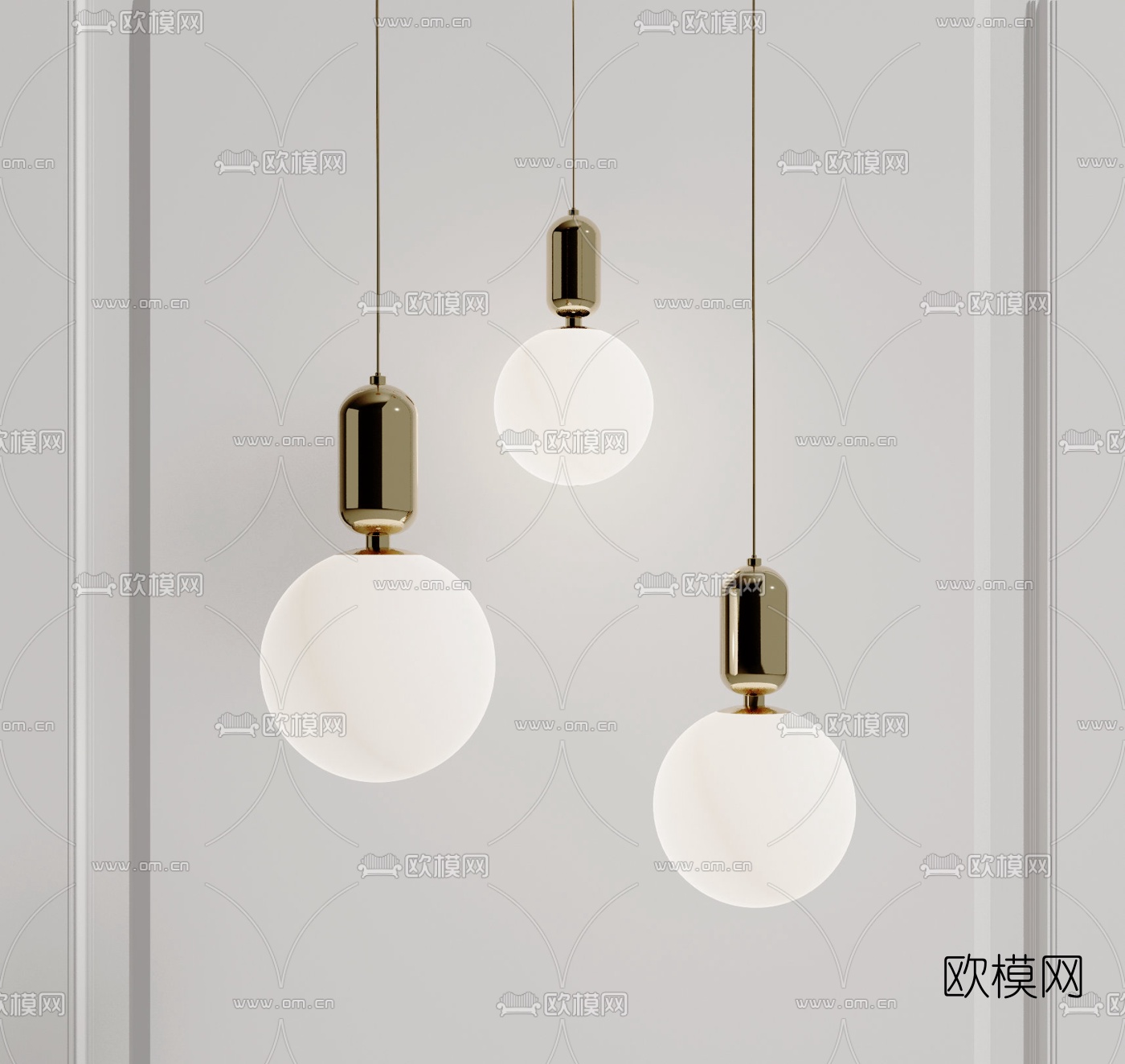 现代金属吊灯su模型下载（渲染图1）