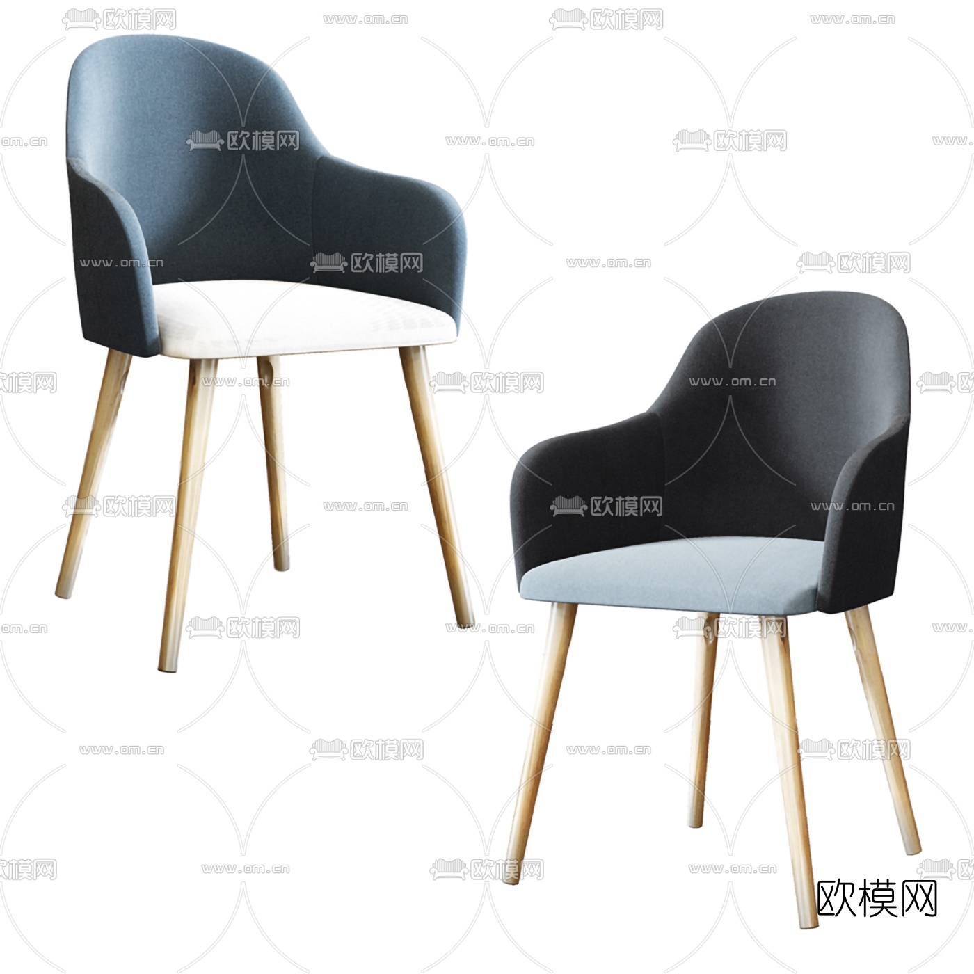 北欧简约单椅餐椅3d模型