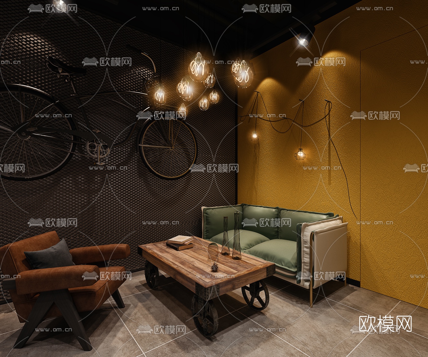 工业风剧本杀游戏厅3d模型